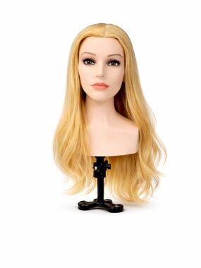 24" training mannequin head with 100% real human hair cosmetology practice